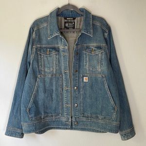 CARHARTT Denim Trucker Jean Work Jacket Patch Front Pockets